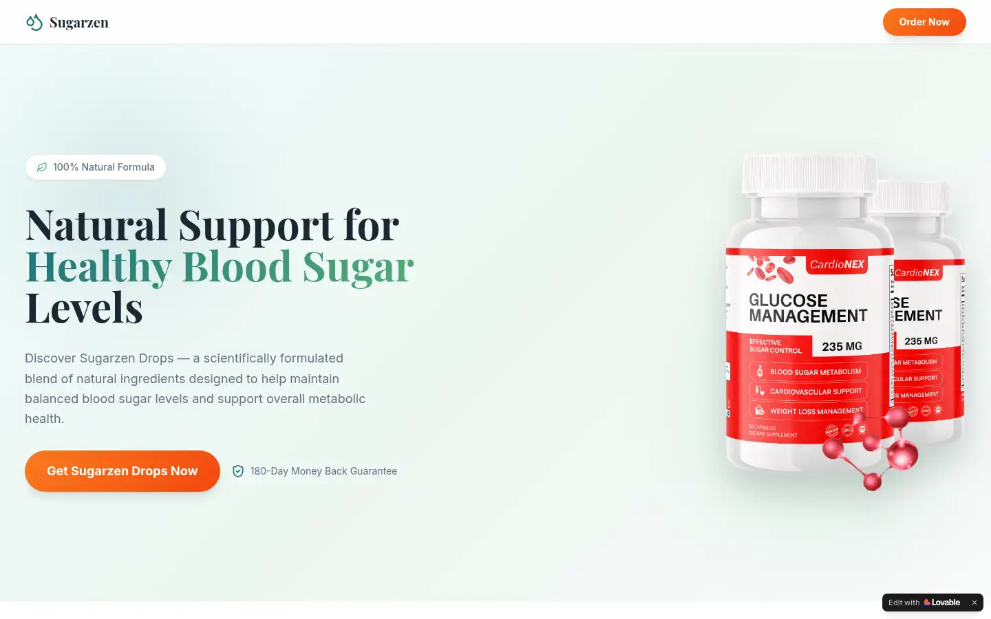 Screenshot of sugarzen.lovable.app