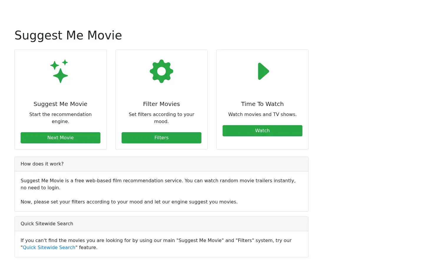 Screenshot of suggestmemovie.com