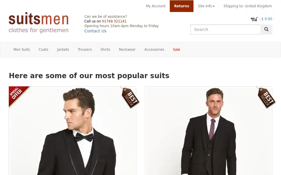 Screenshot of suitsmen.co.uk