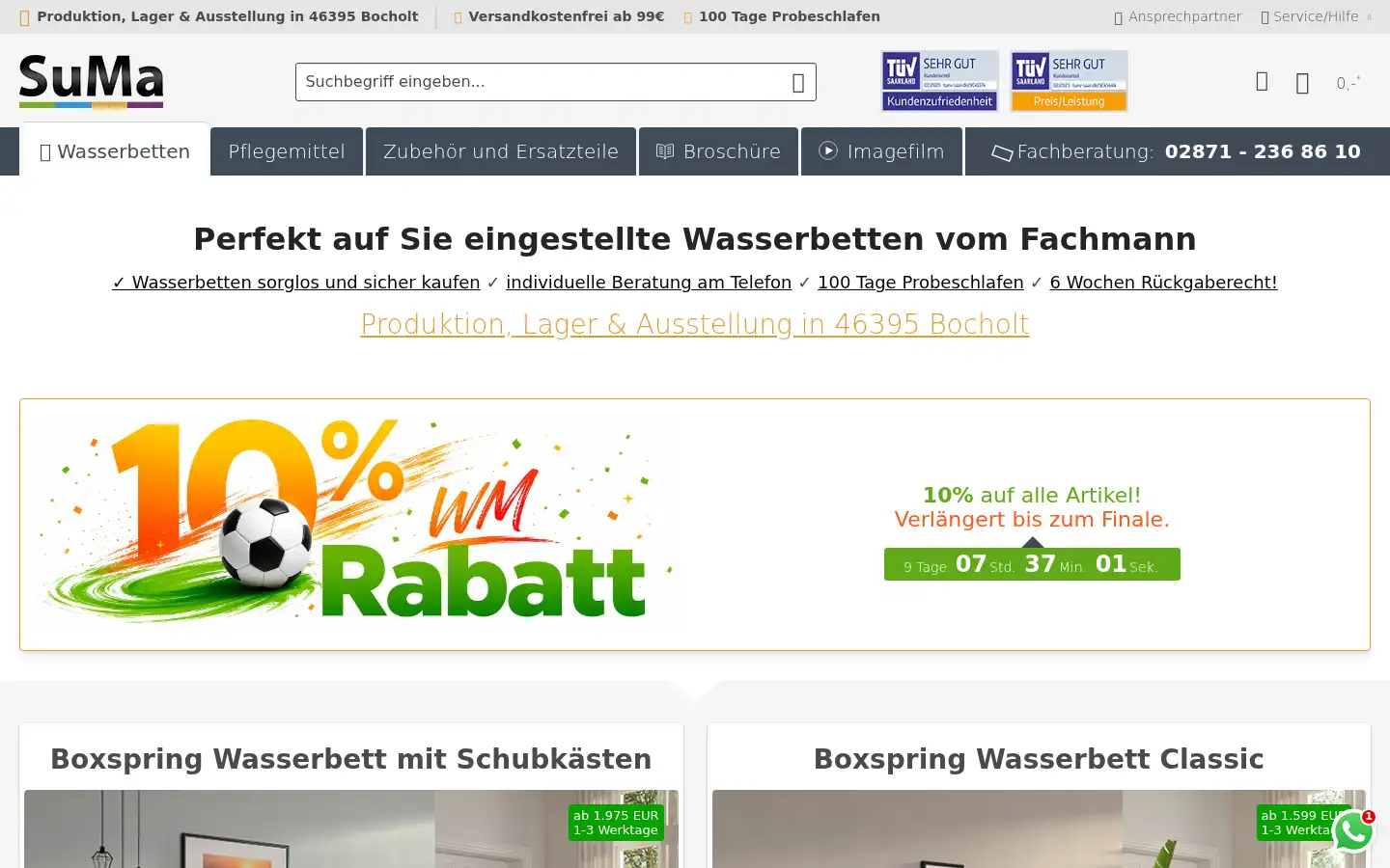 Screenshot of suma-wasserbetten.de