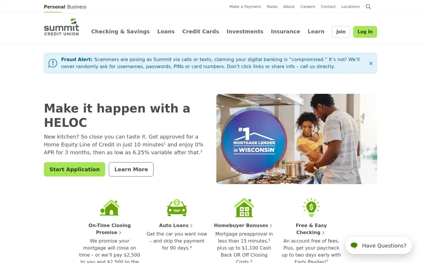 Screenshot of summitcreditunion.com