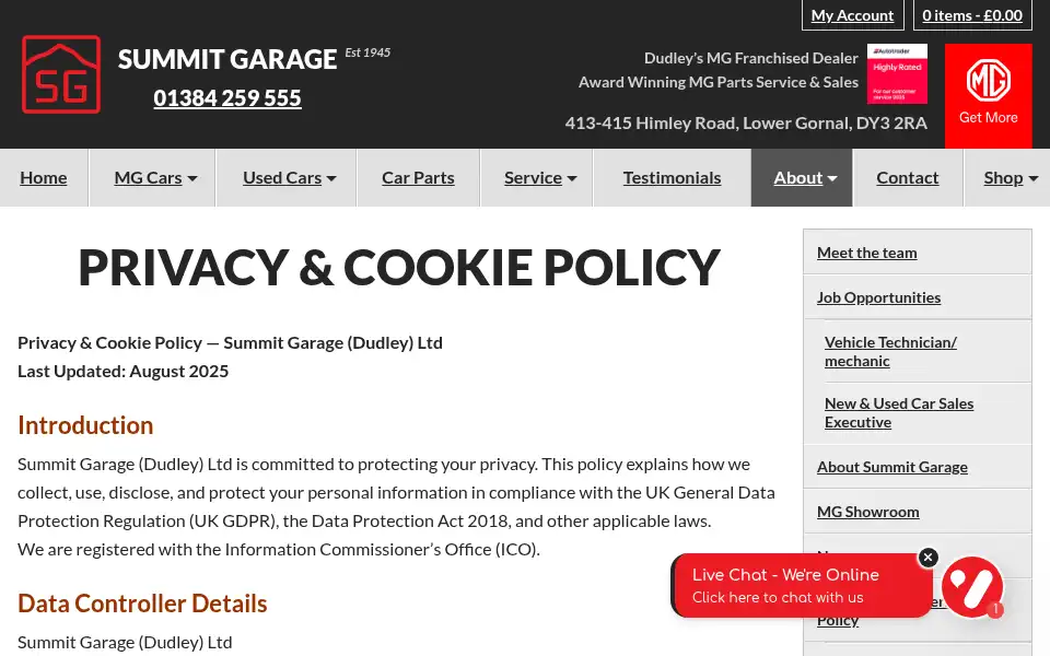 Screenshot of summitgarage.co.uk