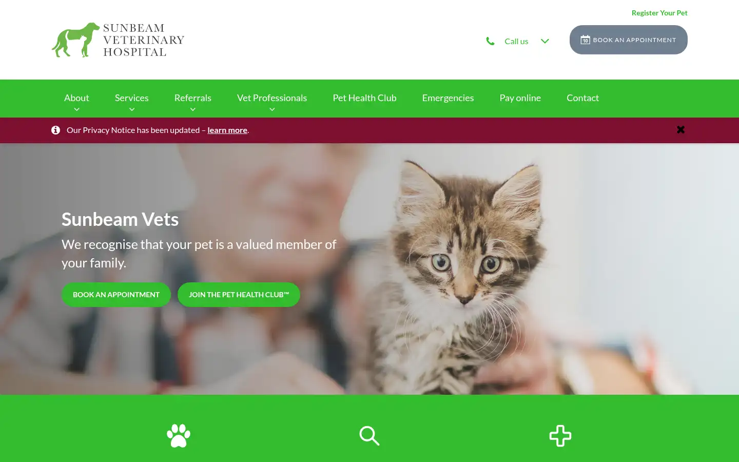Screenshot of sunbeamvets.com