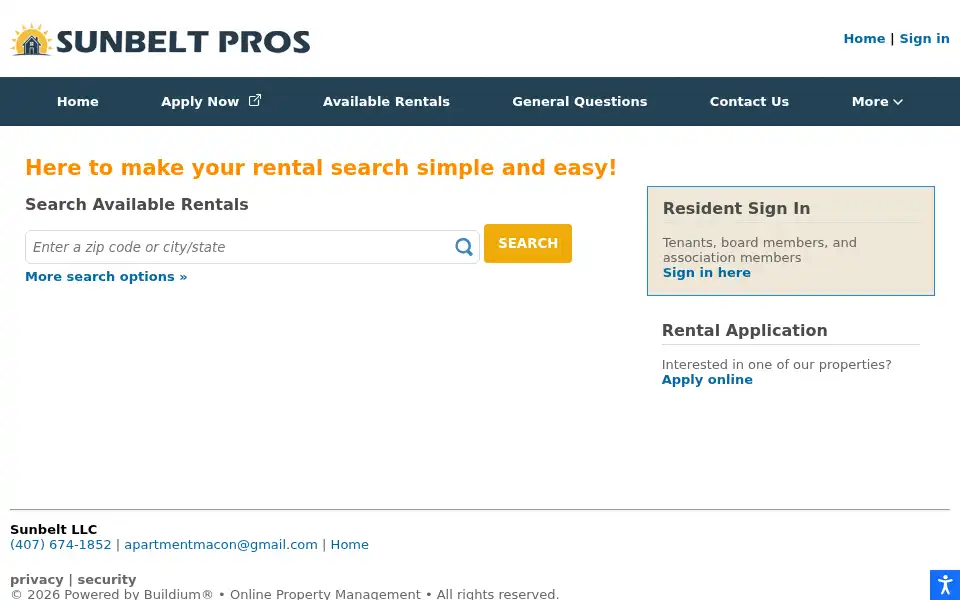 Screenshot of sunbeltpros.com