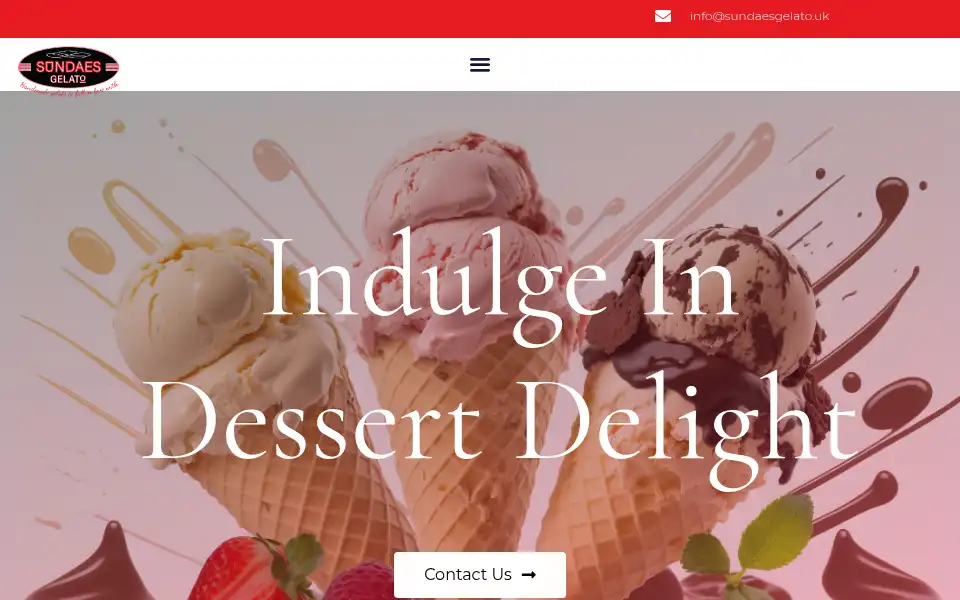 Screenshot of sundaesgelato.co.uk
