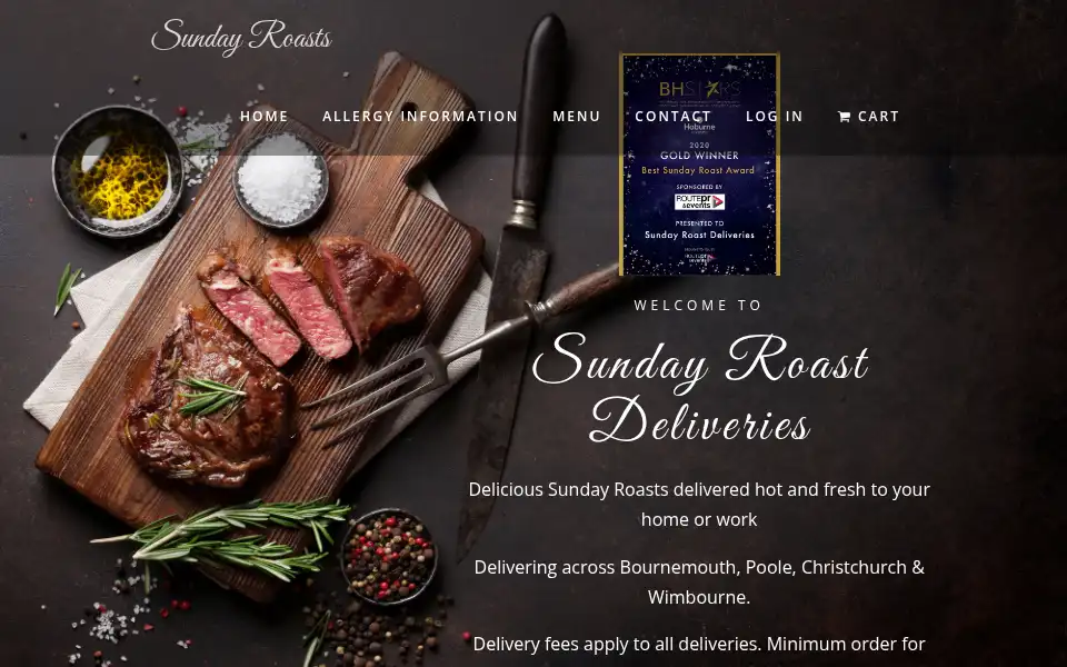 Screenshot of sundayroastdeliveries.com