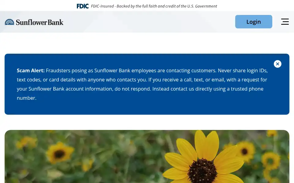 Screenshot of sunflowerbank.com