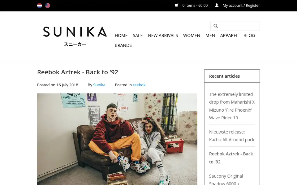 Screenshot of sunika.nl
