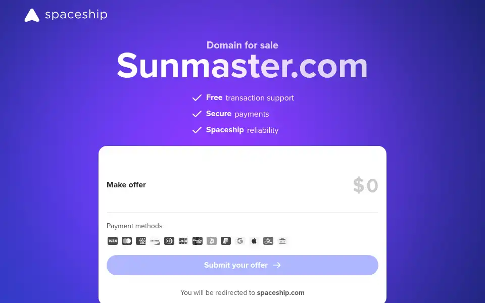 Screenshot of sunmaster.com