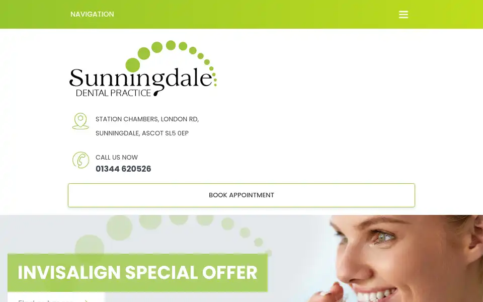 Screenshot of sunningdaledental.co.uk