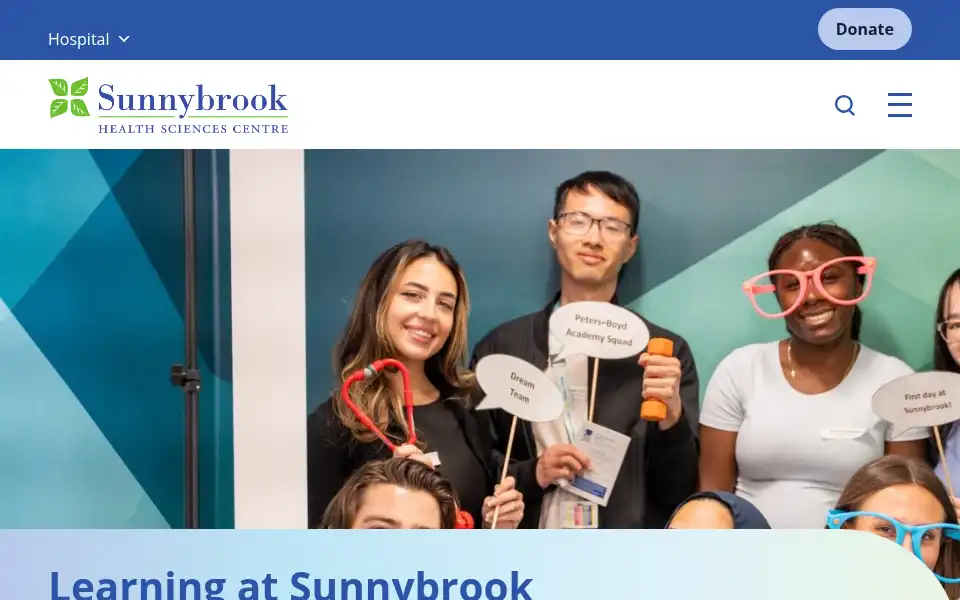 Screenshot of sunnybrook.ca
