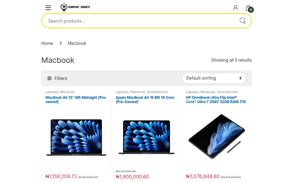 Screenshot of sunnydaygadgets.com