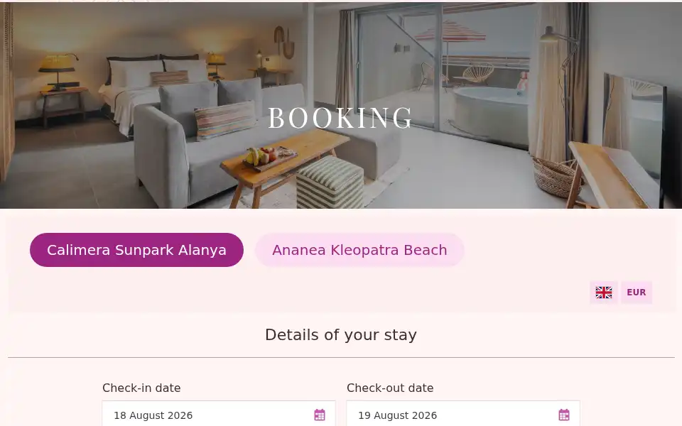 Screenshot of sunparkhotels.com