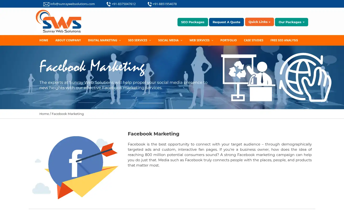 Screenshot of sunraywebsolutions.com