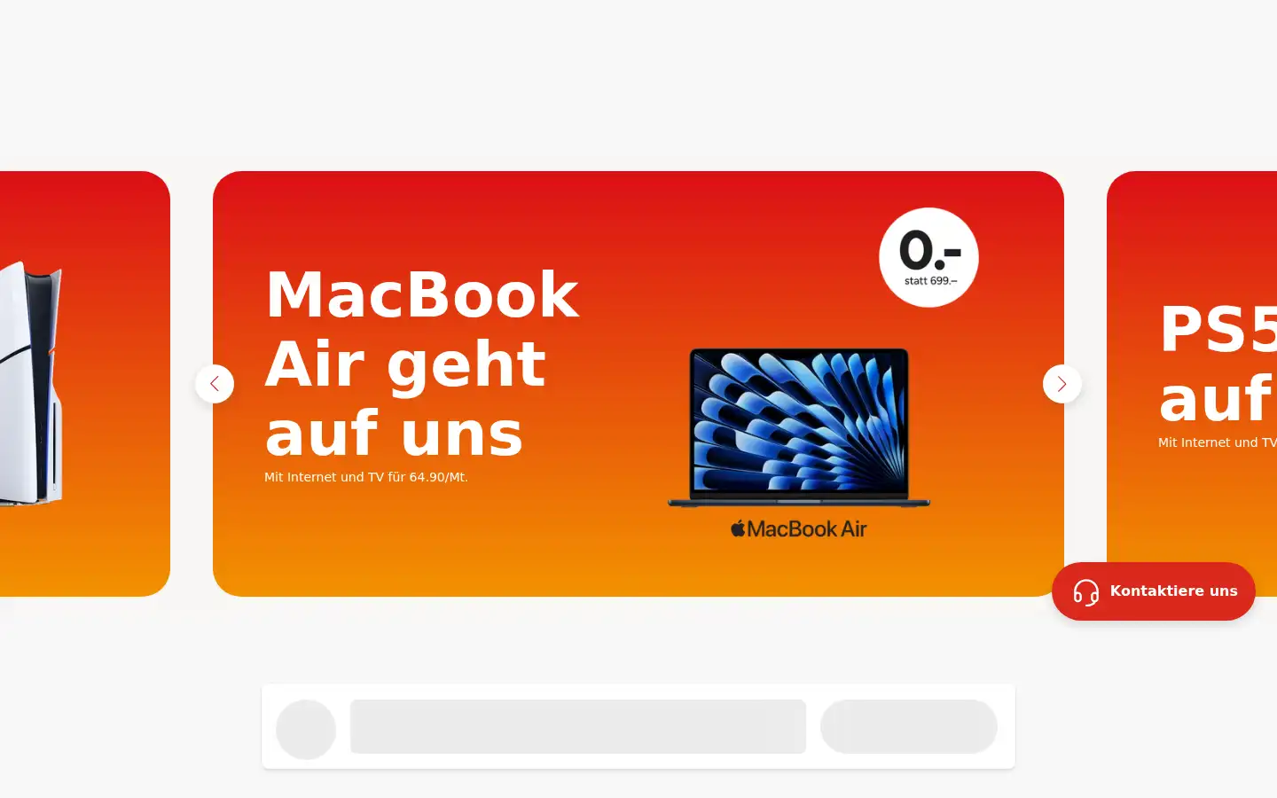 Screenshot of sunrise.ch