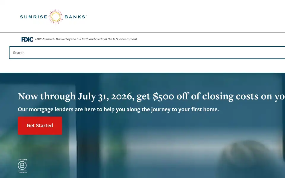 Screenshot of sunrisebanks.com