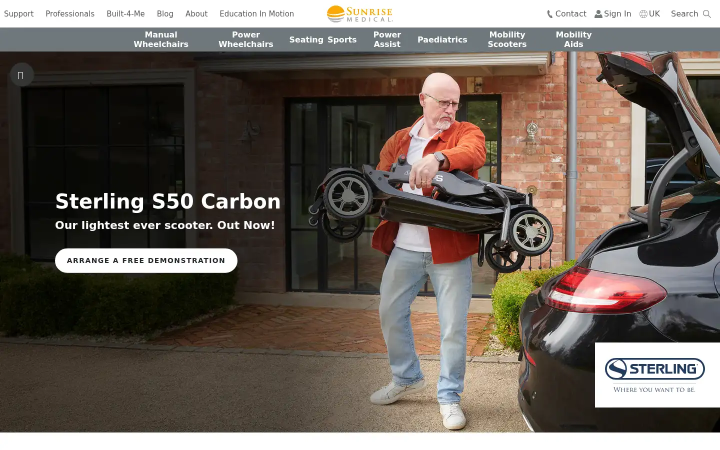 Screenshot of sunrisemedical.co.uk