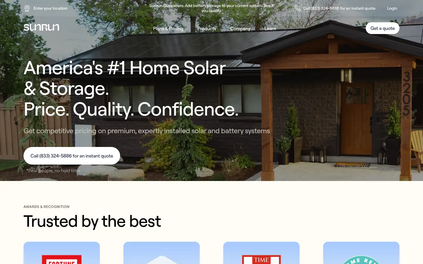Screenshot of sunrun.com