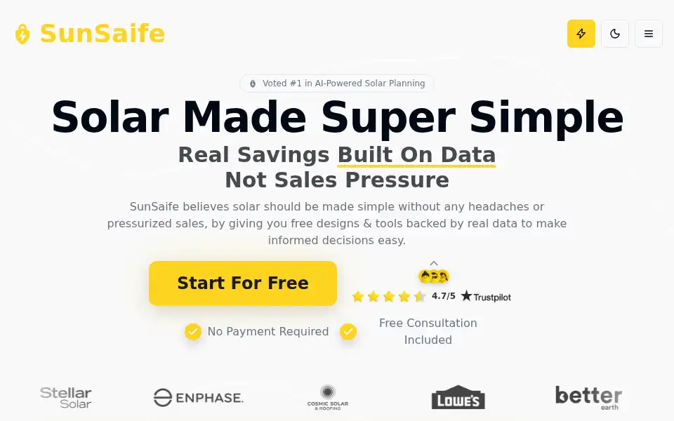 Screenshot of sunsaife.app