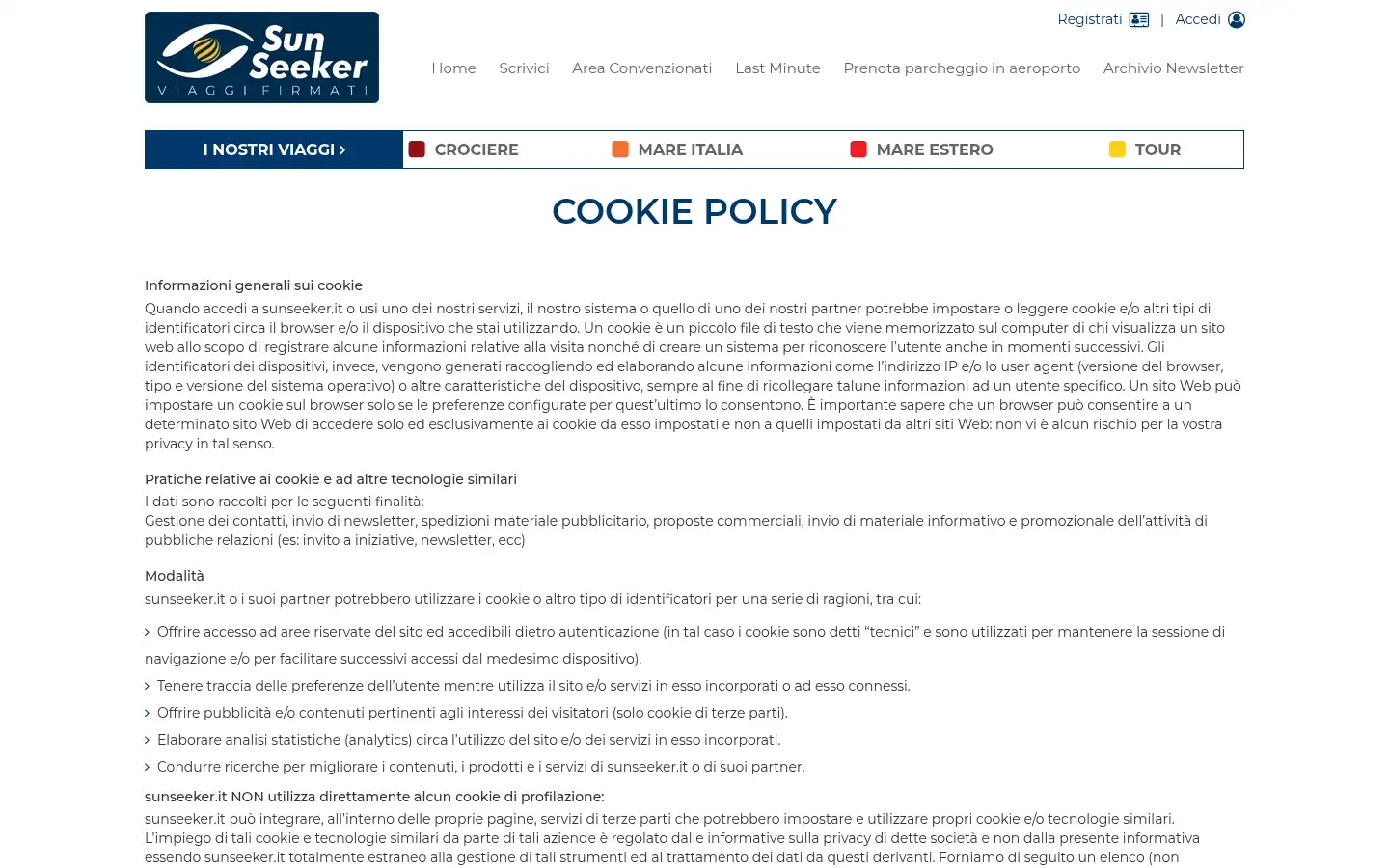 Screenshot of sunseeker.it