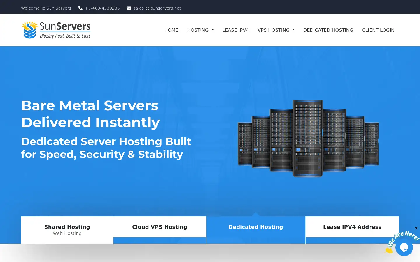 Screenshot of sunservers.net