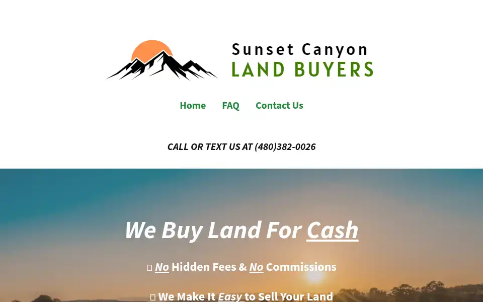 Screenshot of sunsetcanyonlandbuyers.com