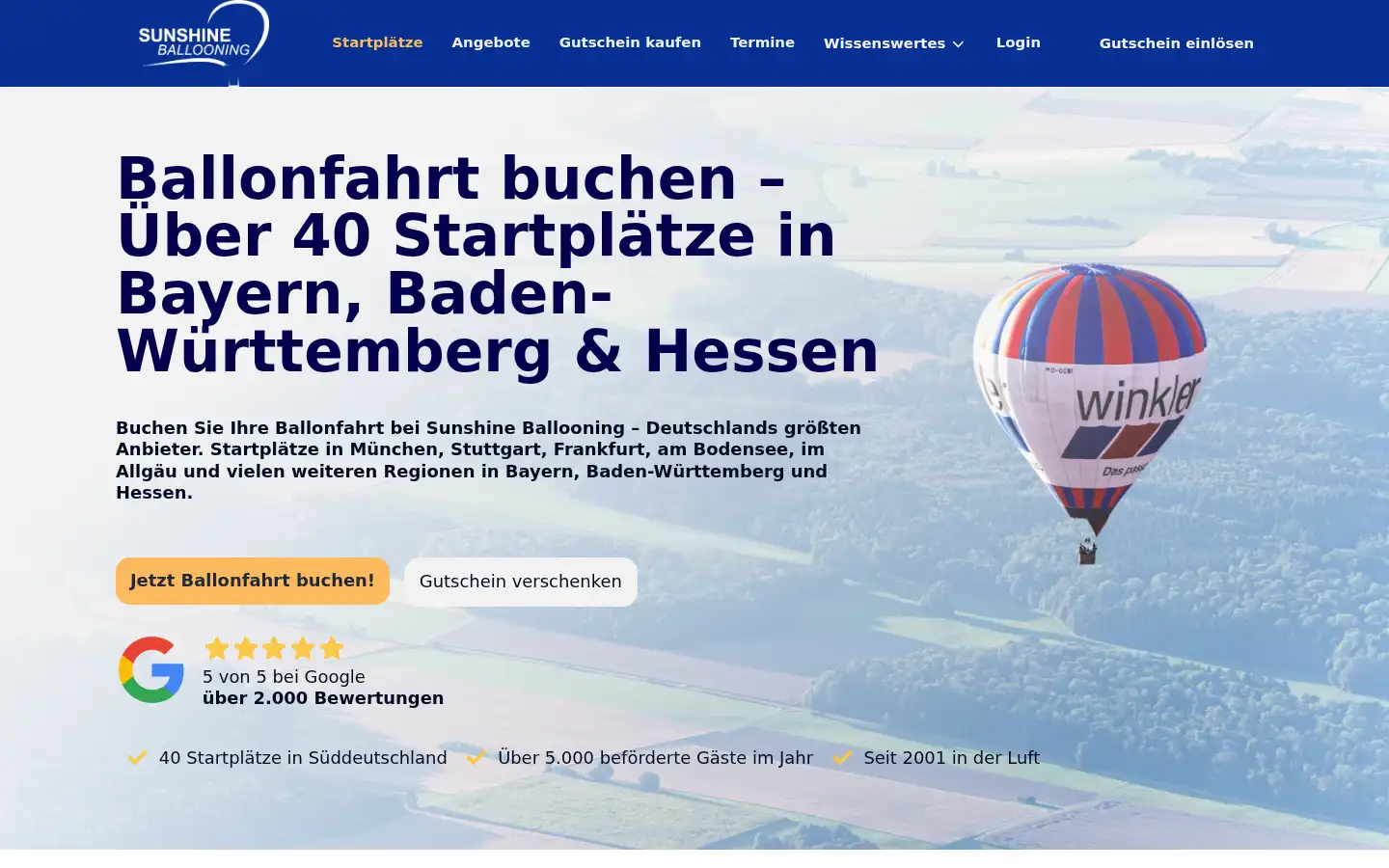 Screenshot of sunshine-ballooning.de
