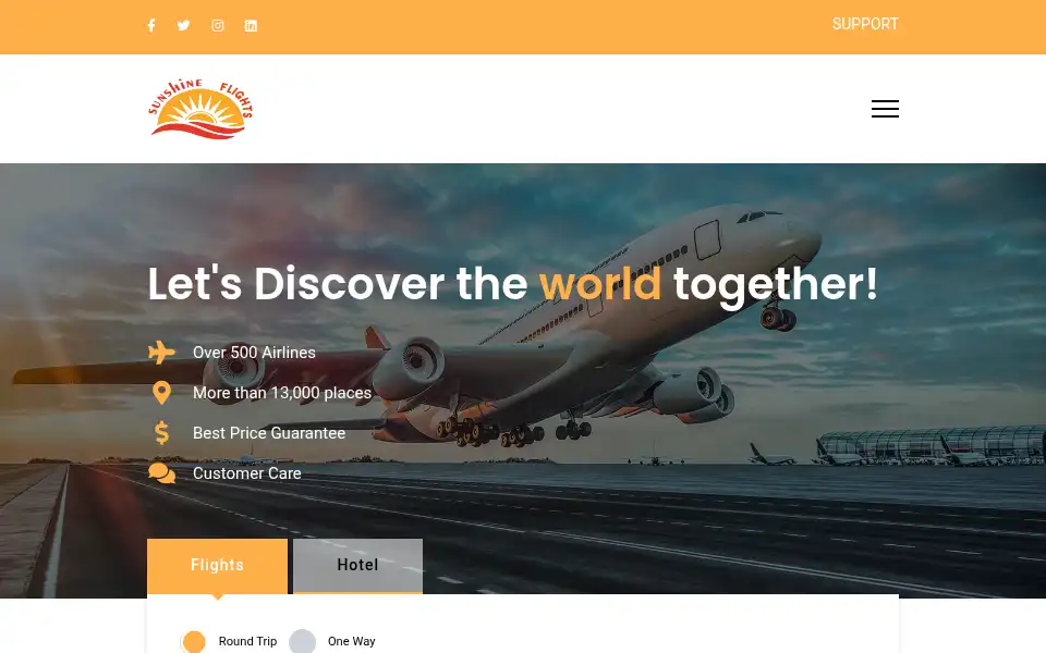 Screenshot of sunshineflights.co.uk