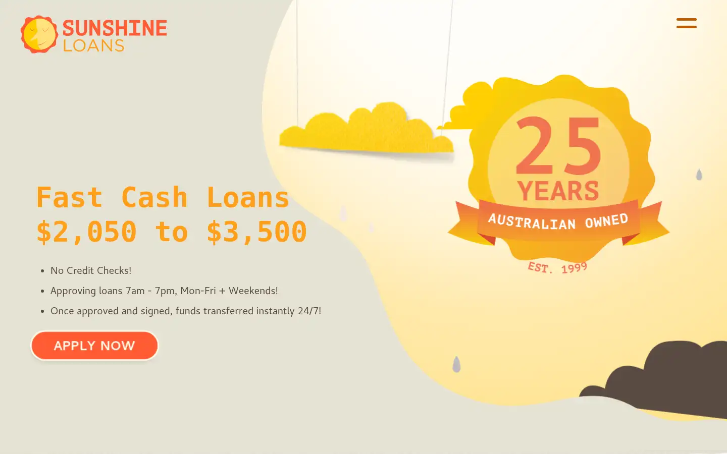 Screenshot of sunshineloans.com.au