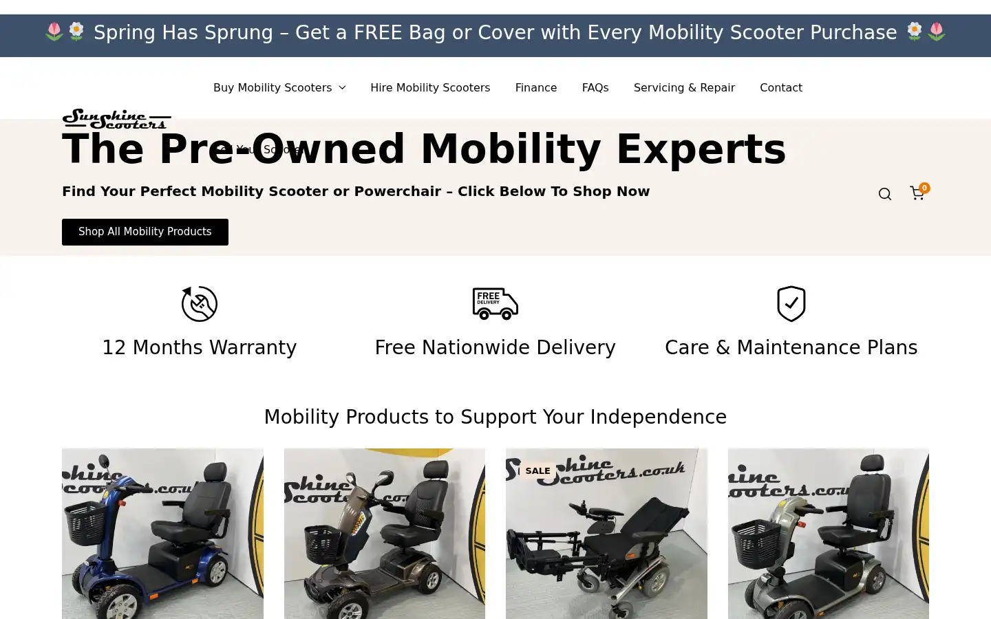 Screenshot of sunshinescooters.co.uk