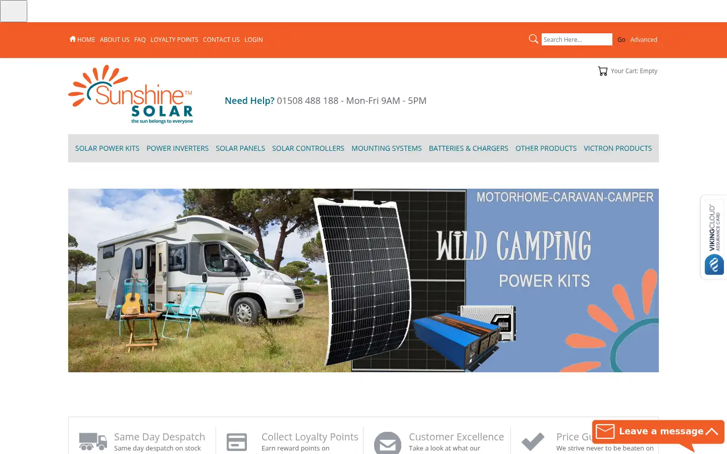 Screenshot of sunshinesolar.co.uk