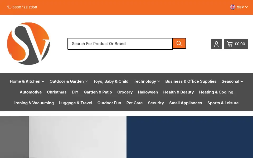 Screenshot of sunvisstore.co.uk