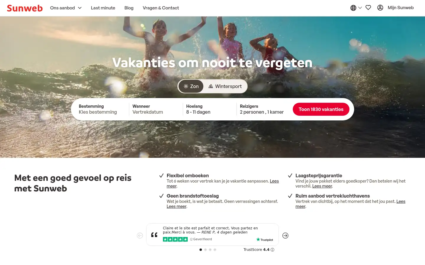Screenshot of sunweb.be