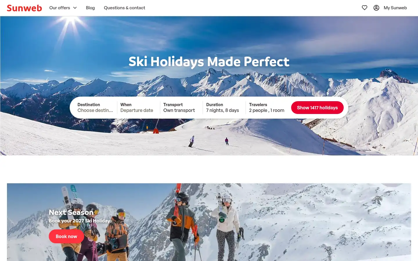 Screenshot of sunweb.co.uk