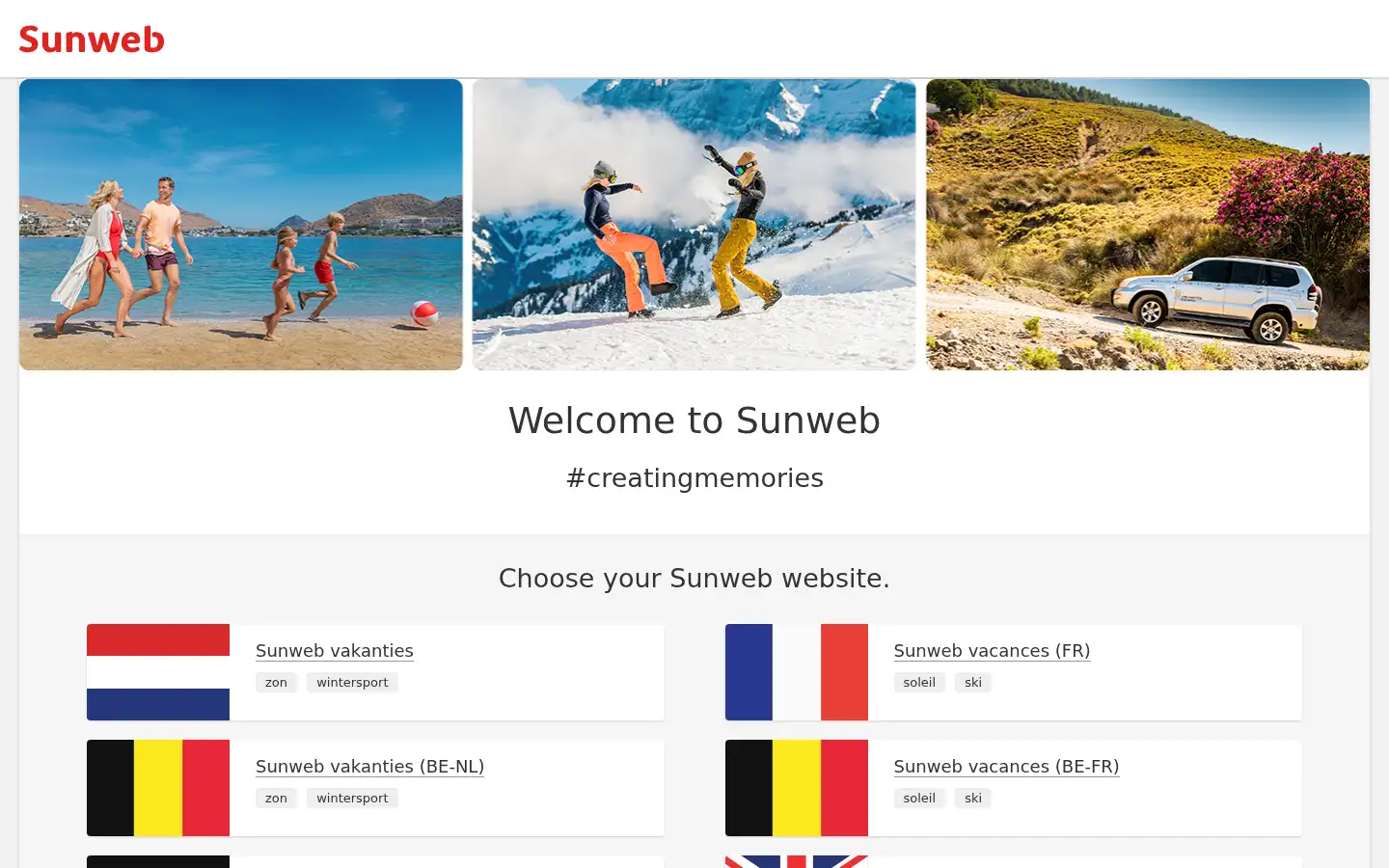 Screenshot of sunweb.com