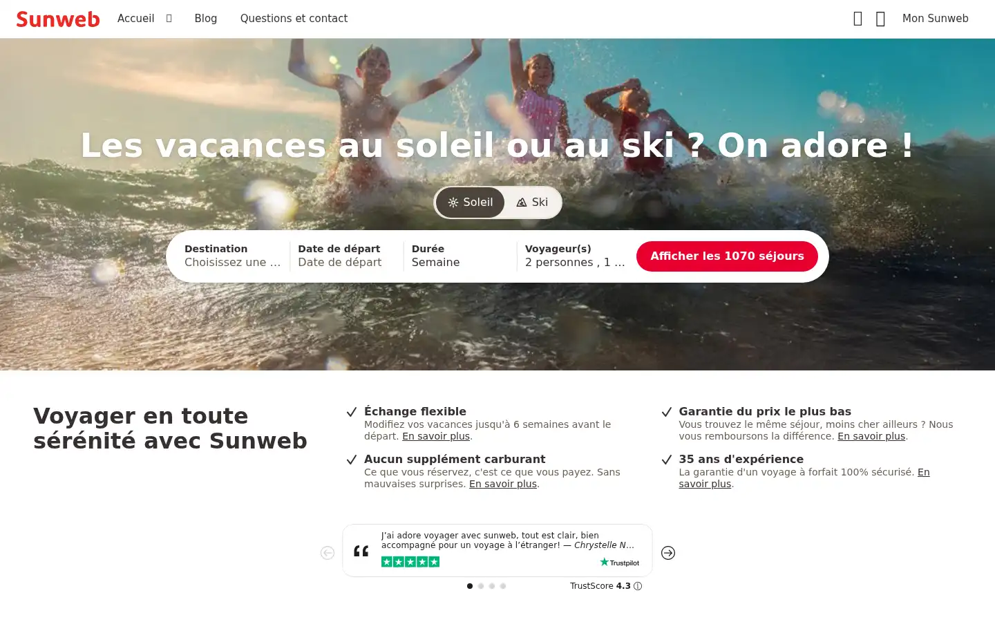 Screenshot of sunweb.fr
