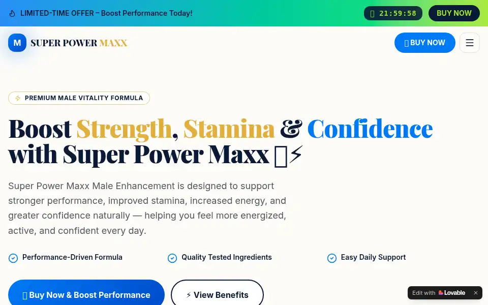 Screenshot of super-power-maxx.lovable.app