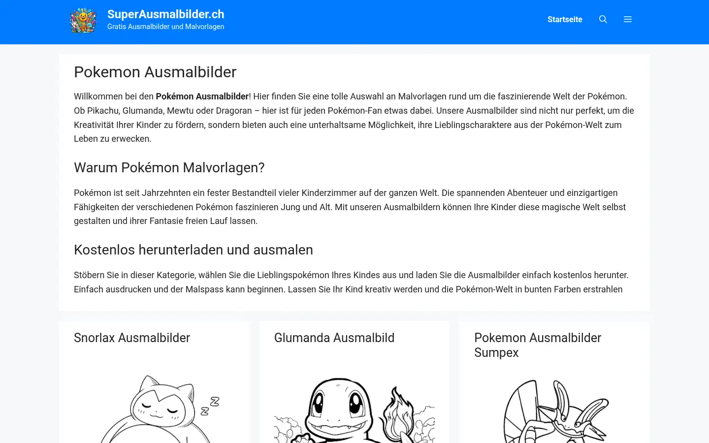 Screenshot of superausmalbilder.ch