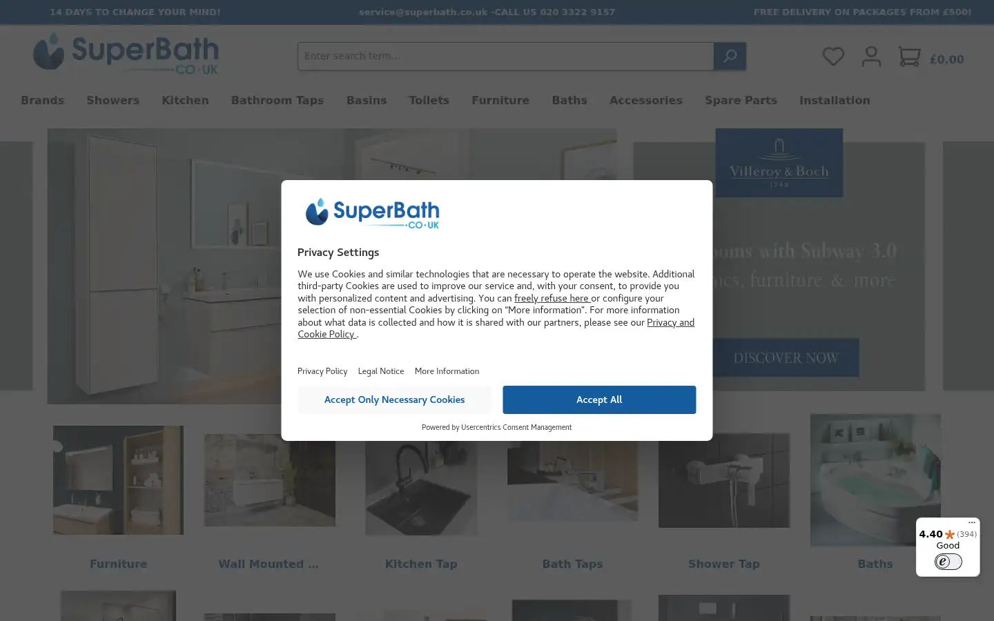 Screenshot of superbath.co.uk