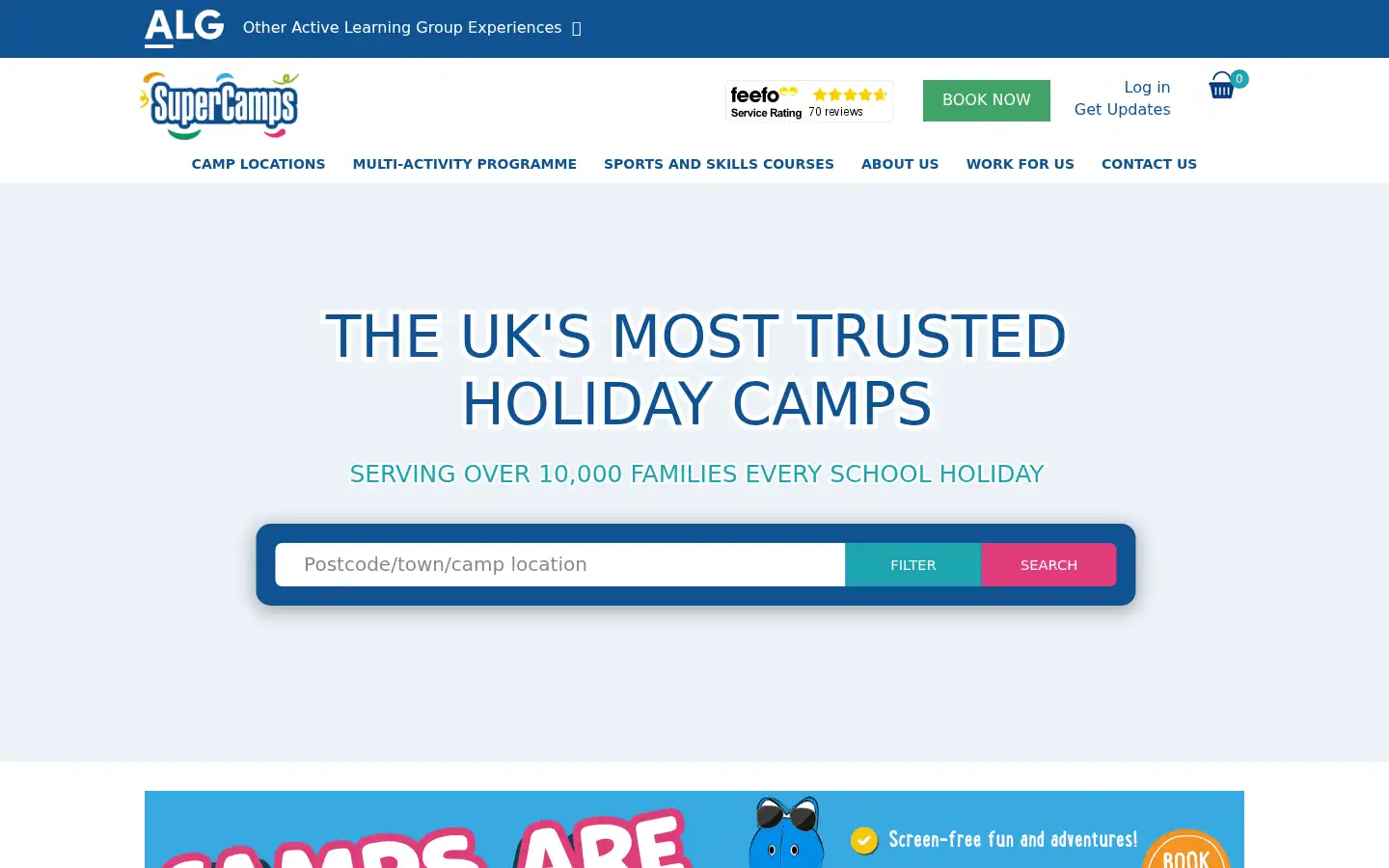 Screenshot of supercamps.co.uk