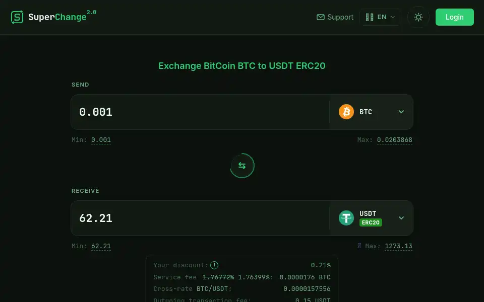 Screenshot of superchange.is