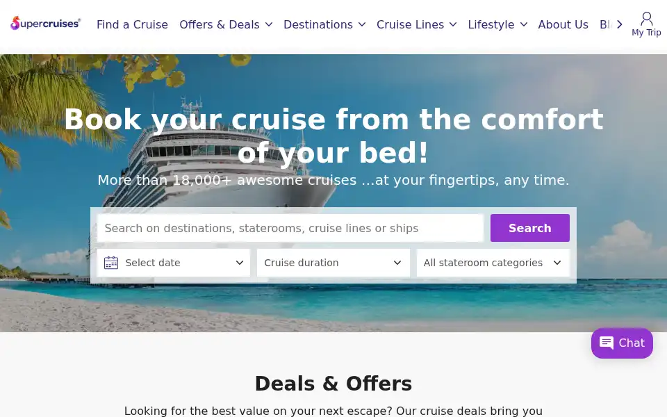 Screenshot of supercruises.com