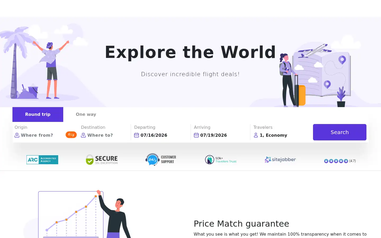 Screenshot of superfares.com