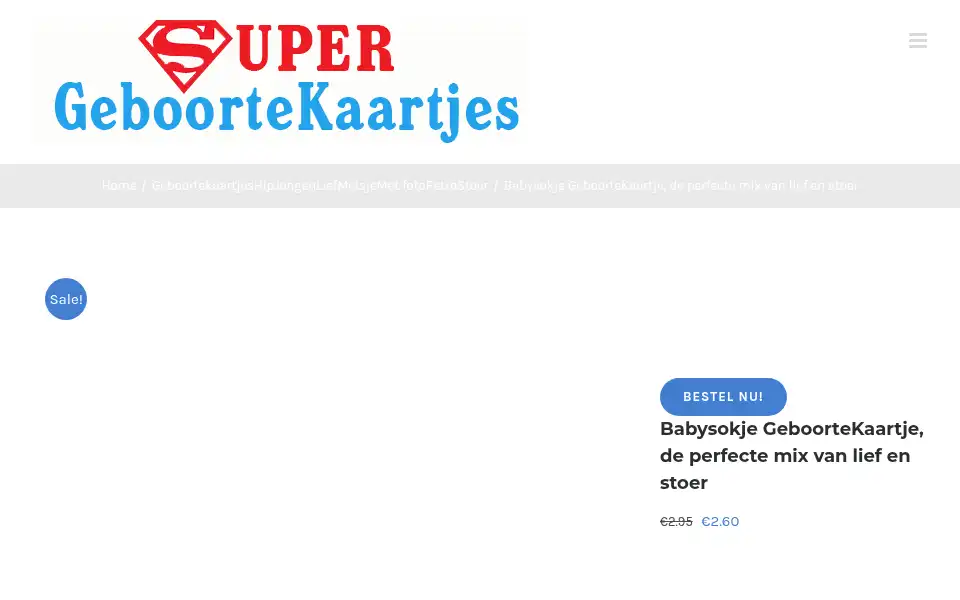 Screenshot of supergeboortekaartjes.nl