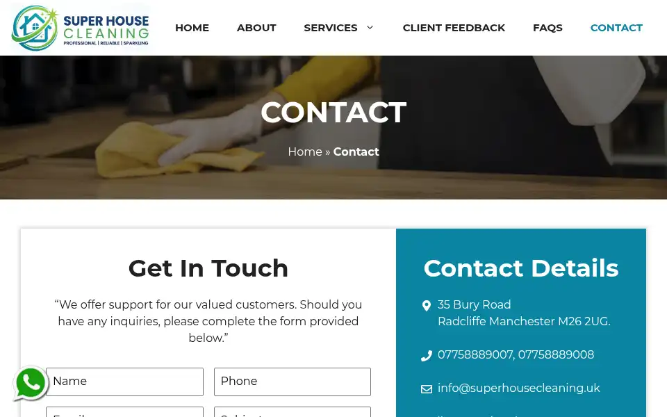 Screenshot of superhousecleaning.uk