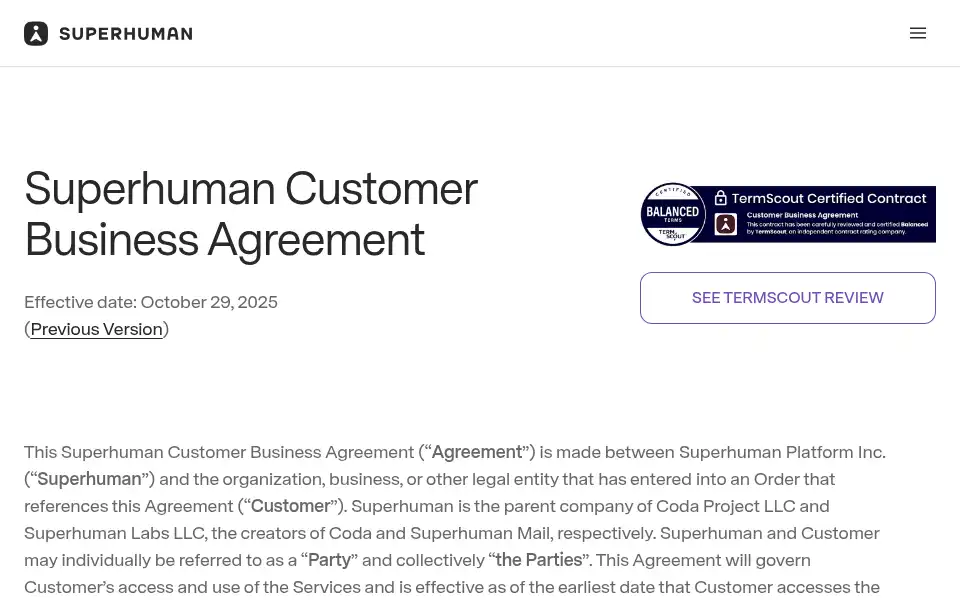Screenshot of superhuman.com