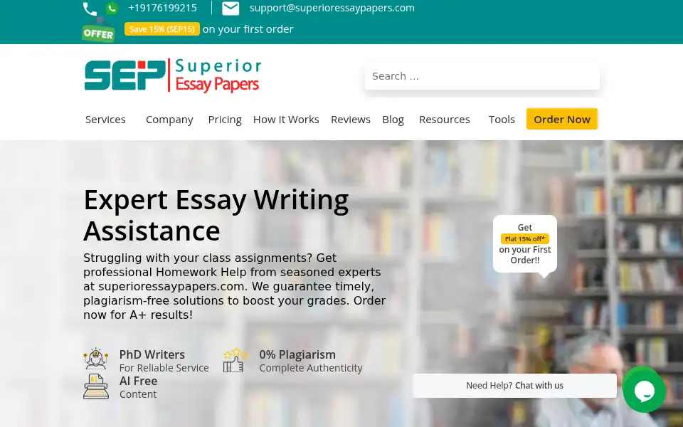 Screenshot of superioressaypapers.com