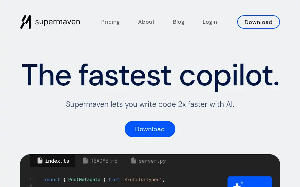 Screenshot of supermaven.com