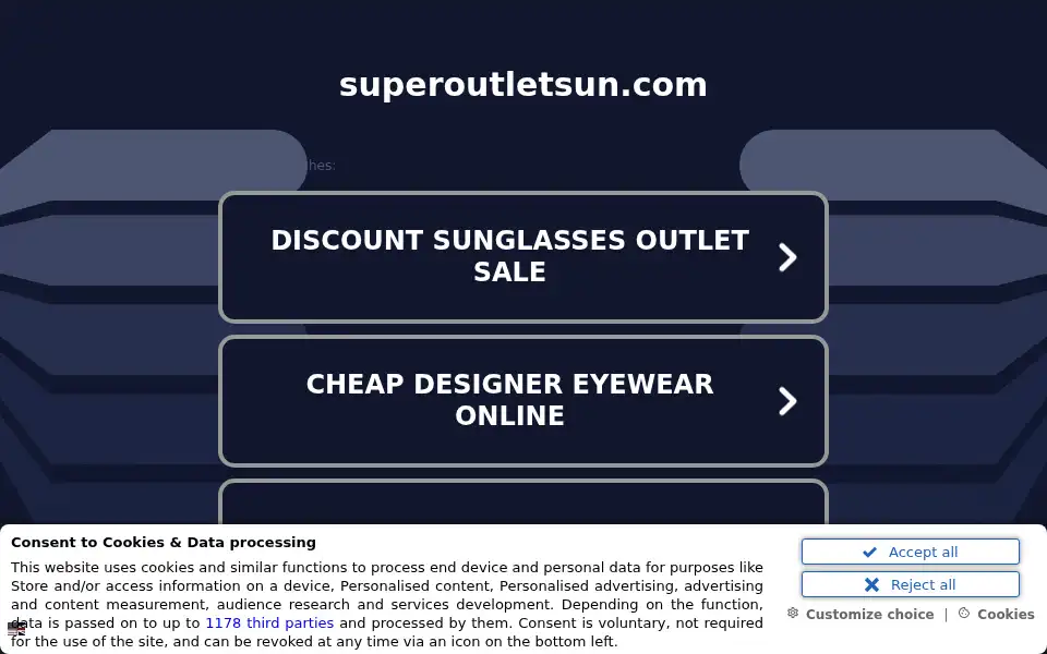 Screenshot of superoutletsun.com
