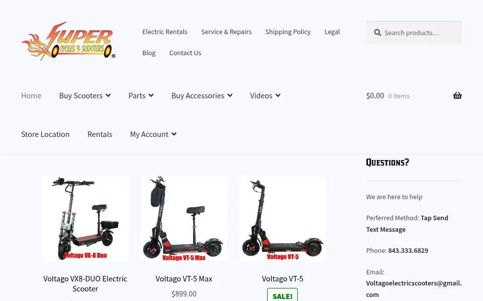 Screenshot of superscootersales.com